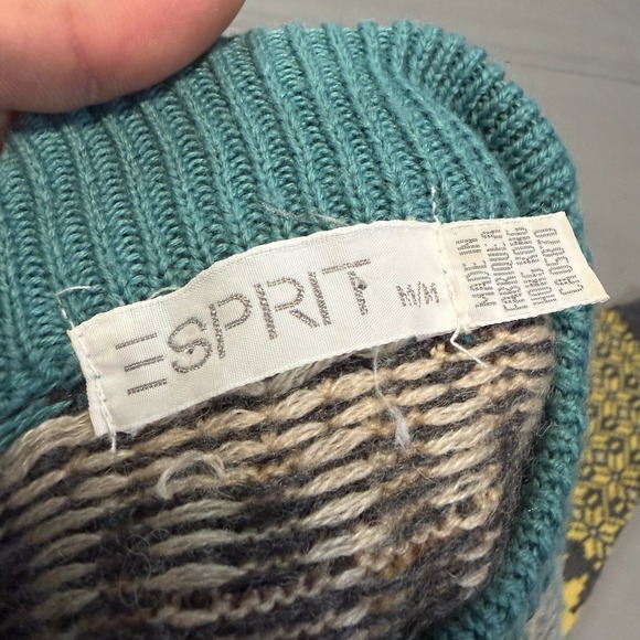 VTG 90s ESPRIT Women Sweater Fair Isle Geometric Pattern Y2K Prep Stripe-M-5307 - Picture 4 of 8